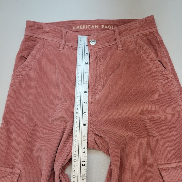 American Eagle Pants Womens 0 Pink Corduroy Baggy Wide Leg High Rise Cargo - Picture 8 of 12